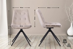 Jedálenská stolička Merna - zamat - Krémová