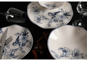 Jedálna súprava 24 ks biela/modrá/porcelán