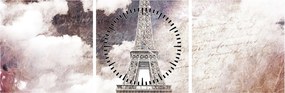Obraz - Eiffelova veža, Paríž, Francúzsko (s hodinami) (90x30 cm)