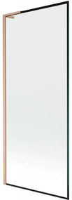 Mexen Next L, 1-krídlová vaňová zástena 80 x 150 cm, 6mm číre sklo-čierny vzor, medený profil, 895-080-000-03-70-65