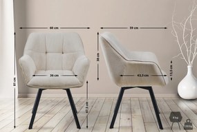 Jedálenská stolička Jordi Cord - krémová