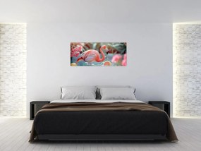Obraz - Plameniak v jazierku (120x50 cm)