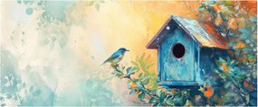 Obraz - Vtáčia búdka, akvarel (120x50 cm)