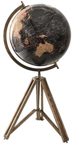 Čierny dekoratívny glóbus na drevenej trojnožke Globe - 31*31*71 cm