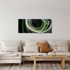Obraz zelených čiar (120x50 cm)