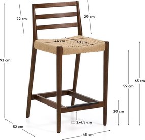 Hnedá/v prírodnej farbe barová stolička z dubového dreva (výška sedadla 65 cm) Analy – Kave Home