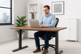 Herný stôl BR04 tmavohnedý s čiernym rámom 120 cm