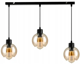 BERGE Sklenená LED stropná lampa nastaviteľná 3xE27 - jantárová farba