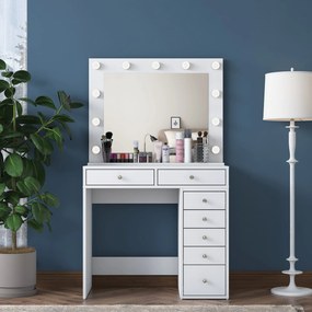 Toaletný stolík Melissa 03 s LED zrkadlom biely