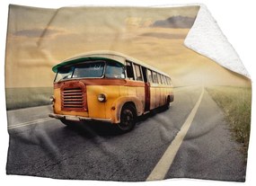 Deka Retro autobus  (Rozmer: 200 x 140 cm, Podšitie baránkom: ÁNO)