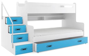 Poschodová posteľ MAX 3 rozšírená 200x120 biela - modrá