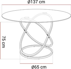 JEDÁLENSKÝ STÔL LEONE ZLATÝ LESK + SKLO 137 cm