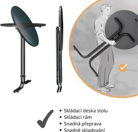 Cateringový skladací barový stôl Malik 80 cm sivý