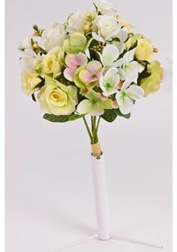kytica mini ruža, hortenzia 35 cm bielo žltá
