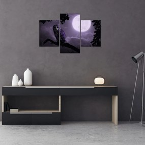 Obraz - Nočná sova, fialová (90x60 cm)