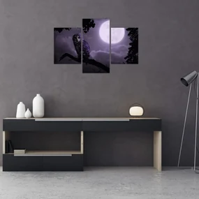 Obraz - Nočná sova, fialová (90x60 cm)