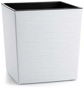 PLASTOVÝ KVETINÁČ FLORE RIFLO SADA 2KS 30X30 CM+25X25 CM BIELA