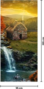 Fototapeta na dvere - Chalúpka v rozprávkovej krajine (95x205cm)
