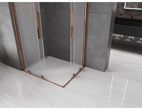 Mexen Velar Duo, sprchový kút s posuvnými dverami 90 x 80 cm, 8mm sklo námraza, ružové zlato, 871-090-080-32-60