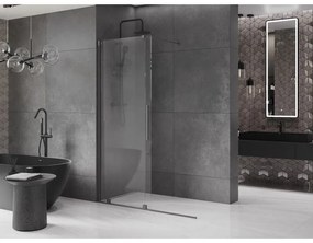 Mexen Velar, sprchová zástena s posuvnými dverami Walk-in 140 x 200 cm, 8mm číre sklo, brúsený grafit, 871-140-000-03-95