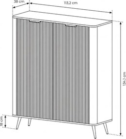 VYSOKÁ KOMODA TREVISO 2D KAŠMÍR 113 cm