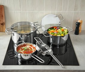 Profesionálne hrnce z ušľachtilej ocele, 3 ks