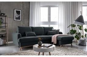 Tmavosivá rozkladacia/s úložným priestorom rohová pohovka (pravý roh/s leňoškou) Scandic Lagom – Miuform