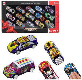 LEAN TOYS Sada farebných vozidiel s pohonom - 15 kusov