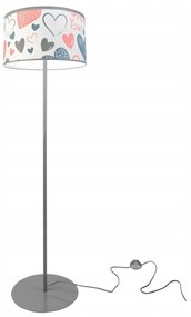 Detská stojacia lampa Heart, 1x biele textilné tienidlo so vzororm, (výber z 2 farieb konštrukcie), o, p