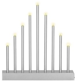 SPRINGOS LED vianočný svietnik - 9 sviečok, 27cm, 3xAA, strieborný