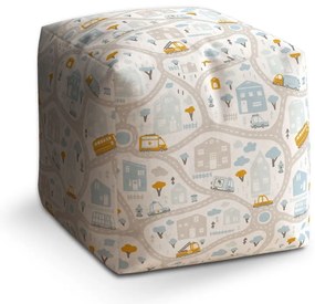 Taburet Cube cestičky s dopravou, farebná