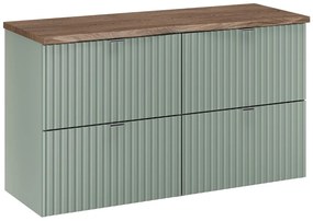 Závěsná skříňka pod umyvadlo Line Reed Green s deskou 100 cm zelená/dub casella