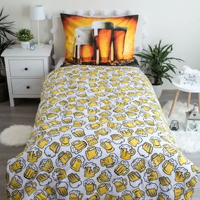 Jantárové bavlnené obliečky na jednolôžko 140x200 cm Beer – Jerry Fabrics