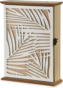 Drevená skrinka na kľúče STACY Palm 19,5x6,5x25 cm hnedá/biela