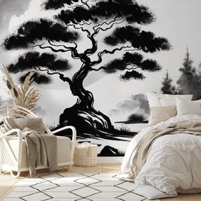 Fototapeta - Čiernobiela bonsai (147x102 cm)