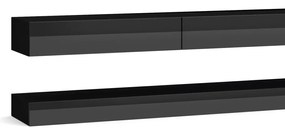 TV stolík Fly 280 cm čierny mat/čierny lesk