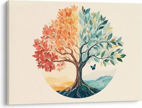 Obraz – Duálny strom s motýľom (70x50 cm)