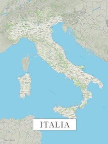 Mapa Italy color, (30 x 40 cm)