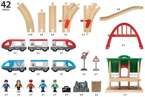 Brio - Vláčikodráha veľká s výhybkami, mostom a nástupiskom - 42 dielov