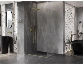 Mexen Lunar-B, výklopný sprchový kút ľavý 100 x 80 cm, 8mm číre sklo, zlatý kartáčovaný - 832-100-080-55-00-L