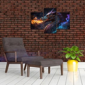 Obraz - Drak pľuvajúce plamene (90x60 cm)