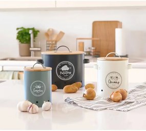 Zeller Present 2. akosť - Súprava 3 plechových dóz na cibuľu, cesnak a zemiaky s bambusovým viečkom FARM