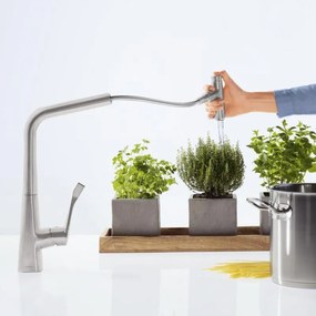 Hansgrohe M71, drezová batéria M7117-H320 s výsuvnou spŕškou, sBOX, vzhľad nehrdzavejúcej ocele, HAN-73816800