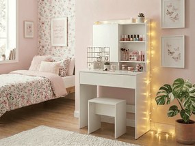 Toaletný stolík so zrkadlom LUNAVI 70x40 cm, biely