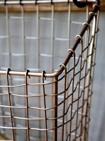 Mosadzný antik kovový košík Fil de fer Basket - 28*16*33 cm