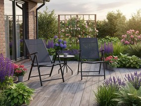 CH Polohovateľná záhradná oceľová stolička Glam - čierna