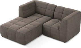 Hnedá rohová pohovka z textílie buklé (ľavý roh/s leňoškou) Aloha – Makamii