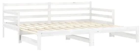 Rozkladacia denná posteľ 2x(90x200) cm, biela, borovicový masív