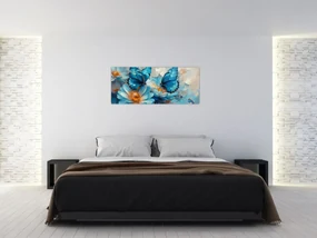 Obraz - Modrí motýle (120x50 cm)