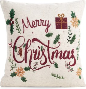 VIANOČNÁ DEKORAČNÁ OBLIEČKA NA VANKÚŠ MERRY CHRISTMAS 45X45 CM VZOROVANÁ